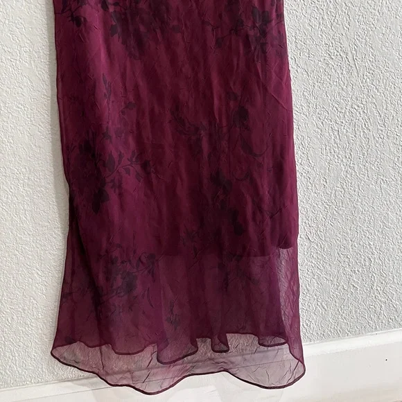 Charlotte Russe Floral Maxi Dress Burgundy Size 3 - Picture 8 of 16